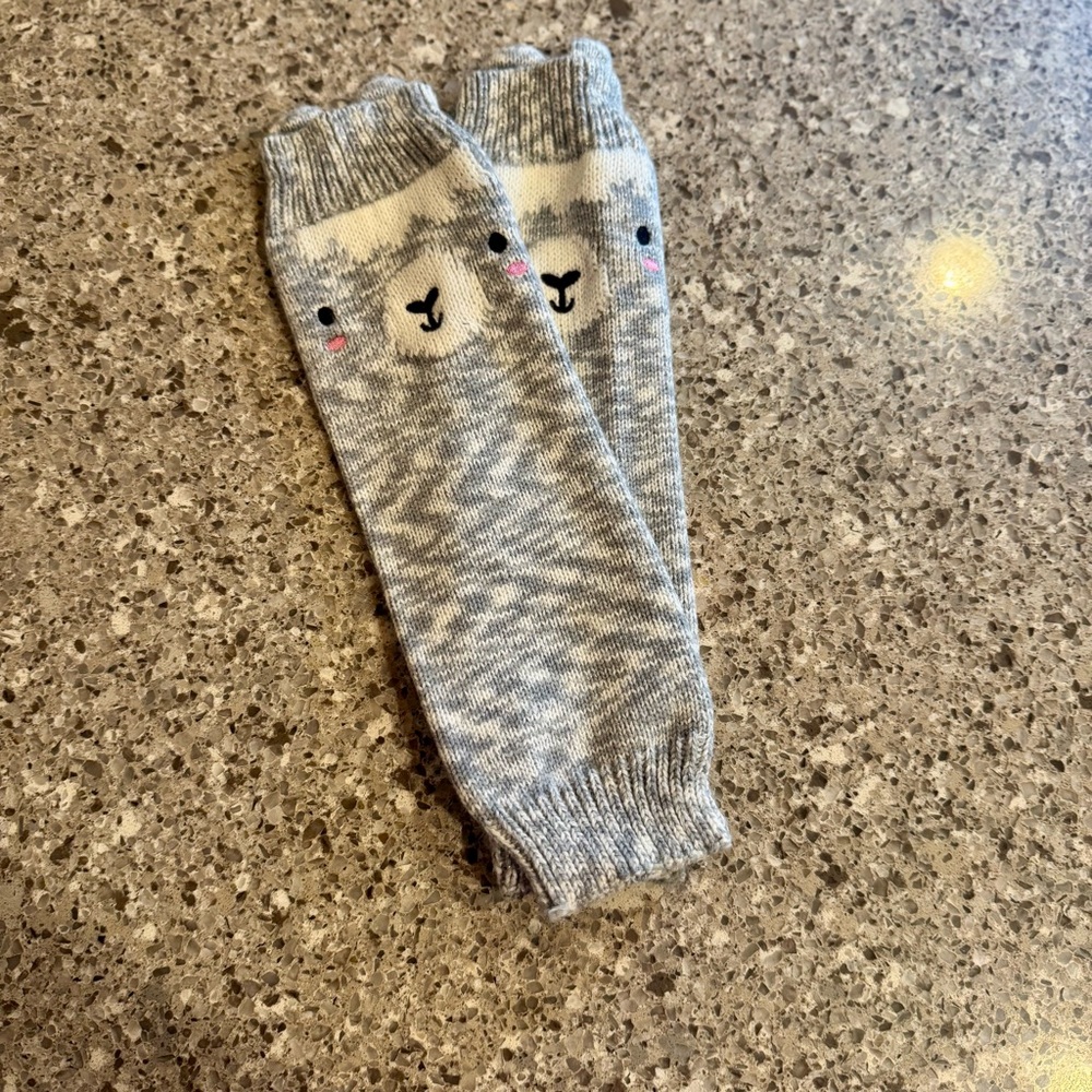 Gray Animal Face Kids Leg Warmers